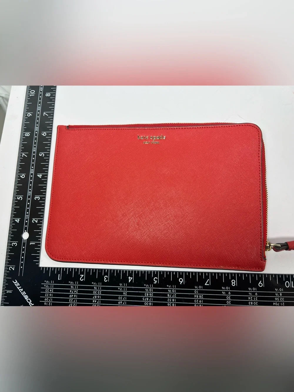 Kate Spade New York Red Saffiano Leather Zip Wristlet Clutch